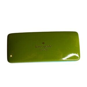 Kate Spade Green & Blue Hard Shell Eyeglass Case‎ With Face Print Interior
